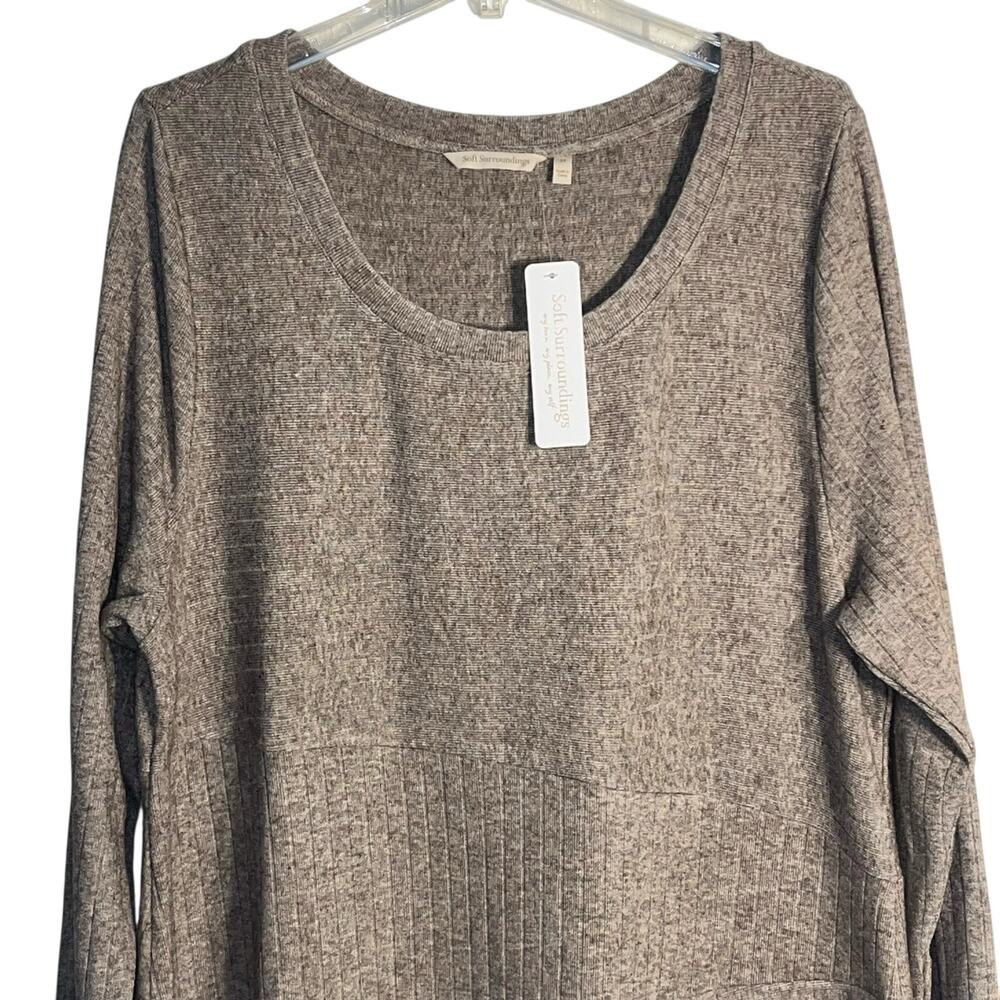 Soft Surroundings Clio Dress 2X Brown Heather Ribbed Knit Long Sleeve Maxi NWT - Picture 2 of 8